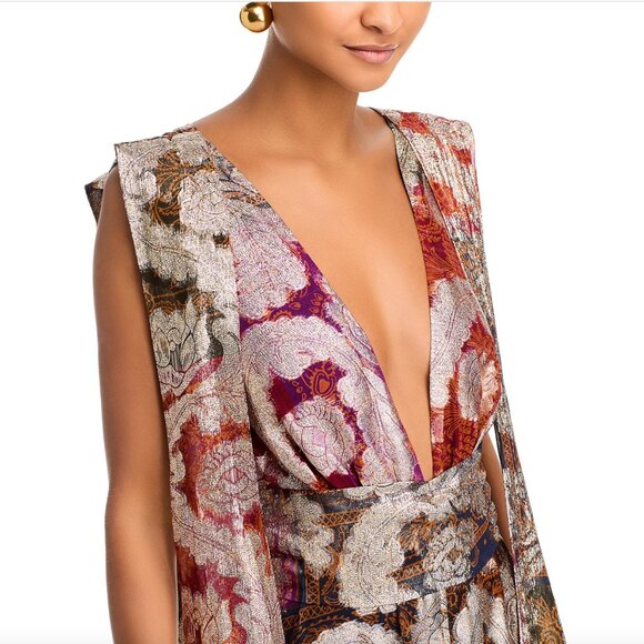 FARM Rio Metallic Plunging V-neck Maxi Dress, Red/Gold/Black, Size XL, NWT 🇧🇷 - Picture 6 of 16